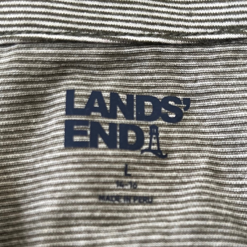 Lands' End Women's Moisture Wicking Green and White Short-Sleeve Polo Top - Picture 7 of 10